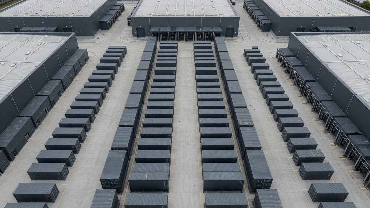 Aerial view of container storage yard