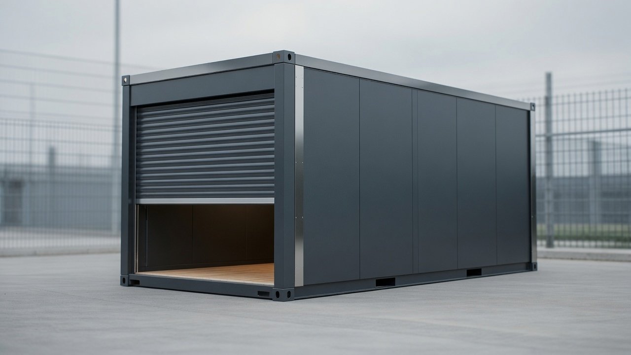 Industrial unit with roller shutter door