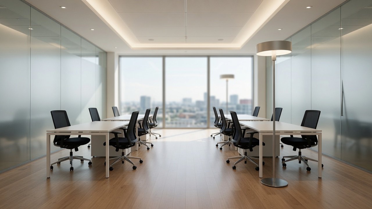 Modern office interior with natural light