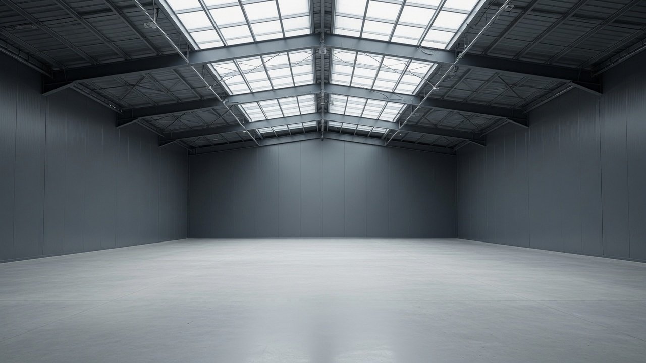 Warehouse interior with racking and pallets