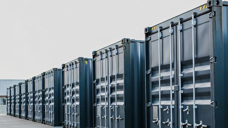 Rows of storage containers on a secure yard